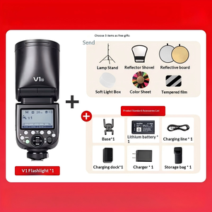 Flash professionnel <span class=keywords><strong>Godox</strong></span> <span class=keywords><strong>V1</strong></span>/C/N/<span class=keywords><strong>S</strong></span>/O/F Speedlite TTL pour appareil photo, 76WS, synchronisation haute vitesse sans fil 2.4G, flash pour photographie en extérieur - Product Image 2