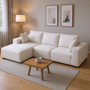 Sofá Seccional Modular en Forma de L, Color Blanco, 100-108 Pulgadas, con Cojines de Tela Tipo Nube, Moderno, para Sala de Estar, D0100X32WN6 - Product Image 2