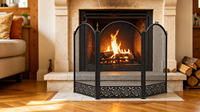 Paravent de cheminée autoportant à 3 panneaux en maille de fer noir, pliable, décoratif, protection anti-étincelles pour l'intérieur, cadeau