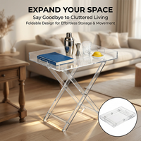 Table de service pliante d'extérieur en acrylique de luxe, plateau transparent personnalisé avec logo pour salon