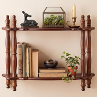 Étagère murale flottante en bois à double niveau, design détachable, marron vintage, pour rangement décoratif mural, cuisines, salles de bain
