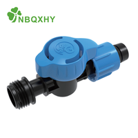 Vanne de goutte-à-goutte en ligne en plastique de haute qualité, bleue, à commande rotative, connecteur à filetage cannelé, pour contrôle de l'eau et irrigation, pression 1-3 bars