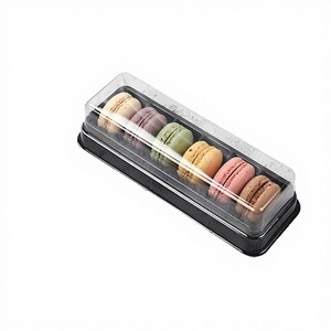 Hejia 6 Compartments Macaron Blister Tray Disposable Clear PET <b>Plastic</b> Food Packing <b>Box</b> with Lids - Product Image 3