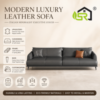 Canapé en cuir de luxe moderne, style italien minimaliste, pour salon, avec pieds en métal