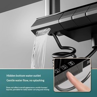 Ensemble de douche thermostatique moderne et minimaliste pour usage domestique, finition chromée piano, affichage numérique, lumière d'ambiance, tout en cuivre, eau chaude et froide