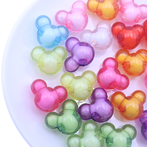 Cuentas Acrílicas Transparentes Multicolores con Cabeza de <span class=keywords><strong>Mickey</strong></span> <span class=keywords><strong>Mouse</strong></span> de Dibujos Animados para Niños, de 23*19 mm, para Lazos para el Cabello y Accesorios de Joyería - Product Image 2