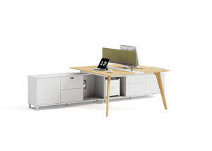 Modern Wooden Computer Office <b>Desk</b> with Partition for 2-8 Persons White Ash MDF Commercial <b>Workstation</b> - Product Image 4