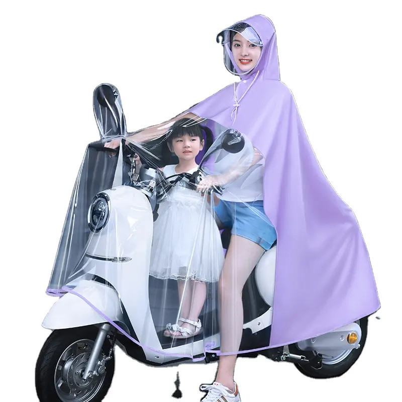 Outdoor Travel Electric Vehicle for Parents and Children Transparent Raincoat for Kids Adult Rainwear Pick-Up Drop-Off