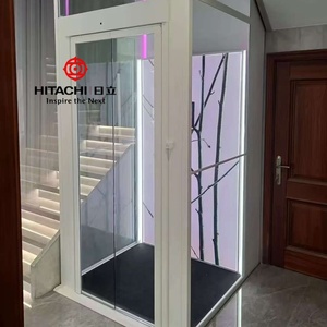 Ascenseur domestique Hitachi à 2 étages, sans machine, à traction sans engrenages, noir, avec portes doubles en verre pour duplex et loft - Product Image 6