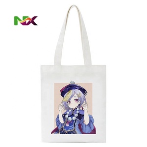 Sac fourre-tout en toile imprimé anime Genshin Impact Qiqi Zombie Girl, style Harajuku, sac à main tendance pour le shopping - Product Image 2