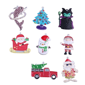 30x46 Mét số lượng lớn giáng sinh cha nhân vật Hợp kim pha lê Rhinestone men Mặt dây chuyền cho trẻ em Chunky Vòng cổ Keychain phụ kiện - Product Image 5