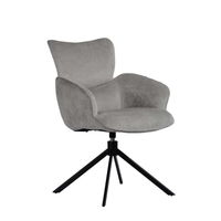 Fauteuil pivotant moderne et élégant à dossier haut, chaise de salle à manger rembourrée avec base en métal enduit noir stable