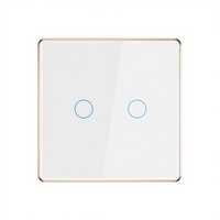 Interrupteur mural tactile intelligent pour maison connectée, en verre trempé avec cadre métallique doré, compatible Zigbee UE, 1/2/3/4 voies, contrôle à distance par application, Google Alexa