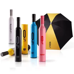Guarda-chuva, guarda-sol, presente de negócios, viagem, chuva, sol, 3 dobraduras, com logotipo, dobrável, garrafa de vinho
