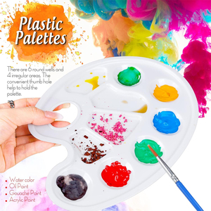 Palette de plateaux de peinture à l'aquarelle en plastique blanc, Design de 10 puits avec trou pour le pouce - Product Image 5
