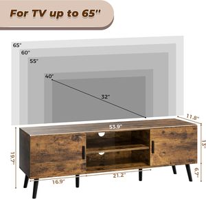 Soporte de TV <span class=keywords><strong>para</strong></span> centro de entretenimiento de TV de 55 pulgadas con estante ajustable Consola de TV <span class=keywords><strong>Mesa</strong></span> Consola multimedia <span class=keywords><strong>para</strong></span> sala de estar - Product Image 5