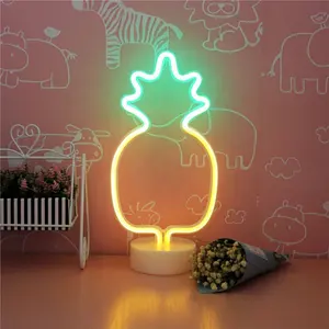 Nanas Neon Tanda-tanda LED Lampu NEON SIGN dengan Pemegang Base untuk Perlengkapan Pesta Dekorasi Kamar Anak Perempuan Aksesori