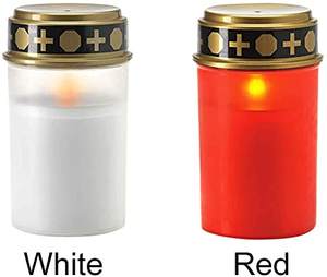 เทียน LED รูปหลุมศพ LED ทำจากพลาสติกขนาด7.5*12.5ซม. ใช้แบตเตอรี่จับเวลา6ชั่วโมง - Product Image 2