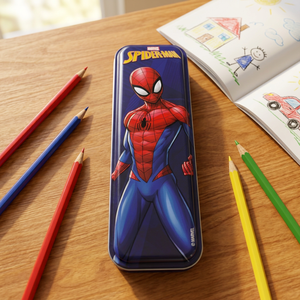 Boîte de rangement en métal rectangulaire personnalisée en fer blanc, motif Spider-Man, pour papeterie, emballage recyclable, vente en gros - Product Image 1