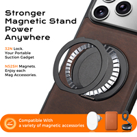 Étui de téléphone en cuir PU de luxe gaufré Denior Premium avec béquille magnétique rotative, compatible avec les séries 17/16/15/14/13/12