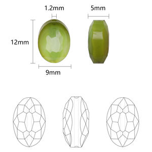 Zhubi 9X12MM Jade Couleurs Bull Eye Perles <span class=keywords><strong>De</strong></span> Verre À Facettes Plat Ovale Forme Perles <span class=keywords><strong>De</strong></span> Cristal Pour La Fabrication <span class=keywords><strong>De</strong></span> Bijoux BRICOLAGE Artisanat - Product Image 2
