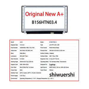 Shiwuershi Original Nouveau A+ Écran LCD d'ordinateur portable fin 15,6 pouces 1920x1080 LM156LF2L01 B156HTN02.1 2.0 6.2 HW0A 6.1 3.0 3.4 - Product Image 4