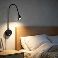 Lampe murale LED 3W à col de cygne, tactile et à intensité variable, flexible, pour lecture dans la chambre, l'hôtel, la tête de lit ou la lecture de livres