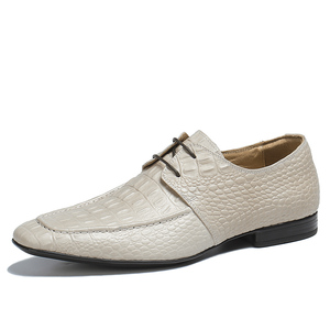 Nouveauté Chaussures en cuir à bout rond de style européen à motif crocodile pour hommes Chaussures derby en cuir véritable - Product Image 1
