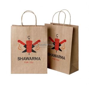 Bolsa de Papel Kraft Marrón para Comida para Llevar, Personalizada con Logotipo, Ecológica, Reciclable, Impresa, para Kebab, Deli, Shawarma - Product Image 4