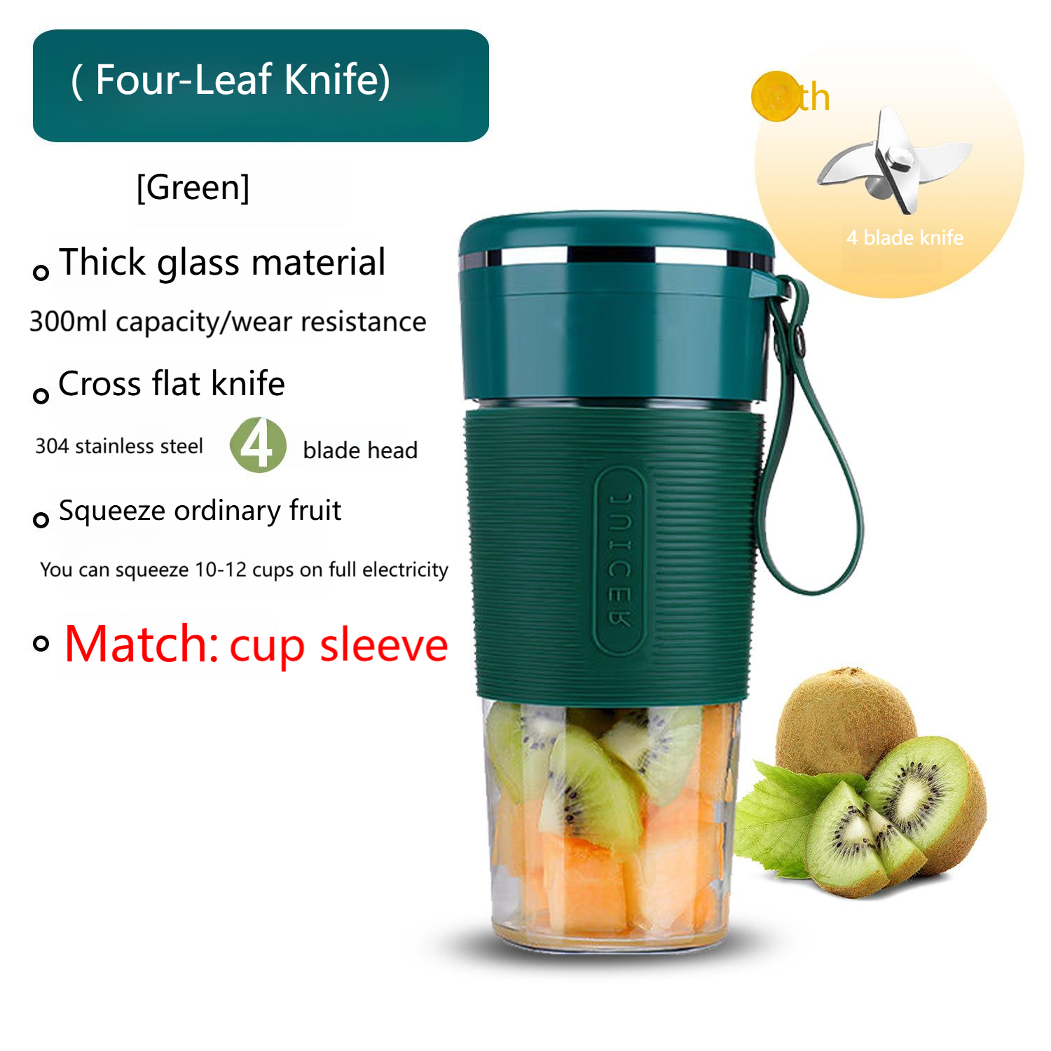 Verde - cuchillo de 4 hojas