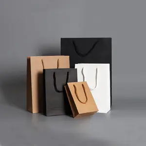 고품질 로고 인쇄 생분해 성 포장 갈색 크래프트 종이 가방