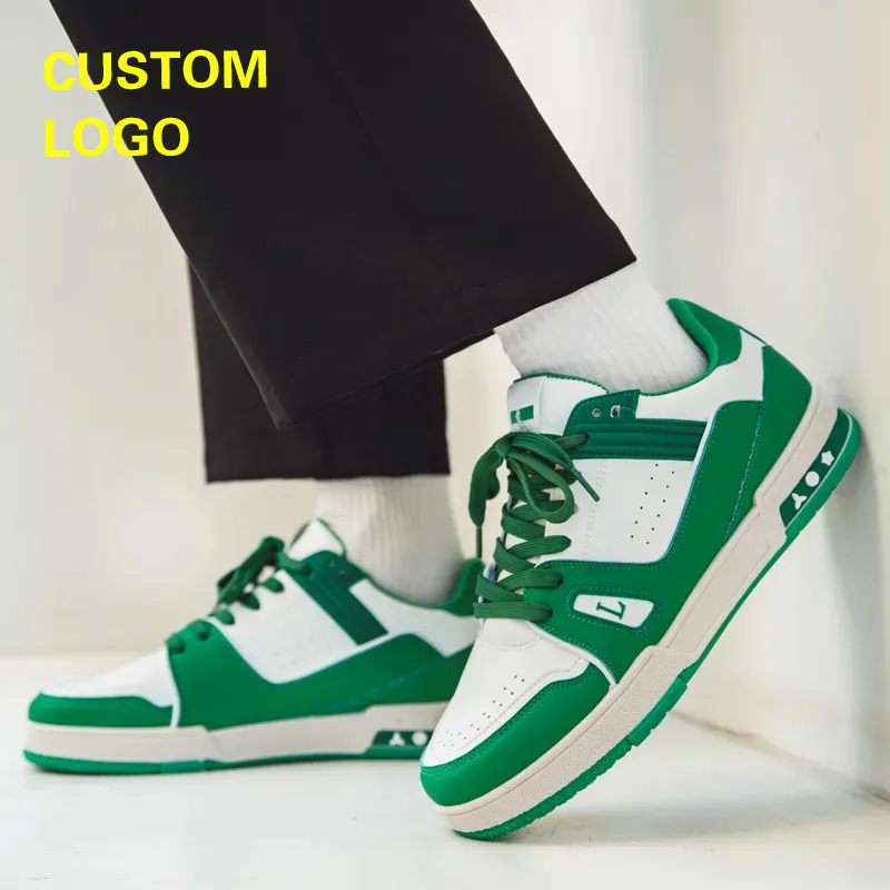 2023 big brand high quality skateboard sneaker green fashion custom logo men walking shoes latest design oem shoes for man