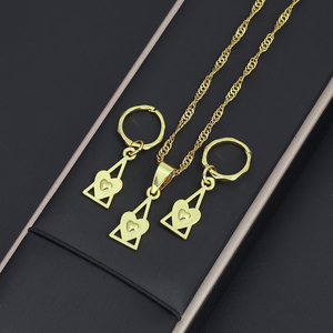 JXX moda personalizada al por mayor de alta calidad de latón clásico Kiribati Set 24K chapado en oro pendientes colgantes para regalos de bodas - Product Image 2