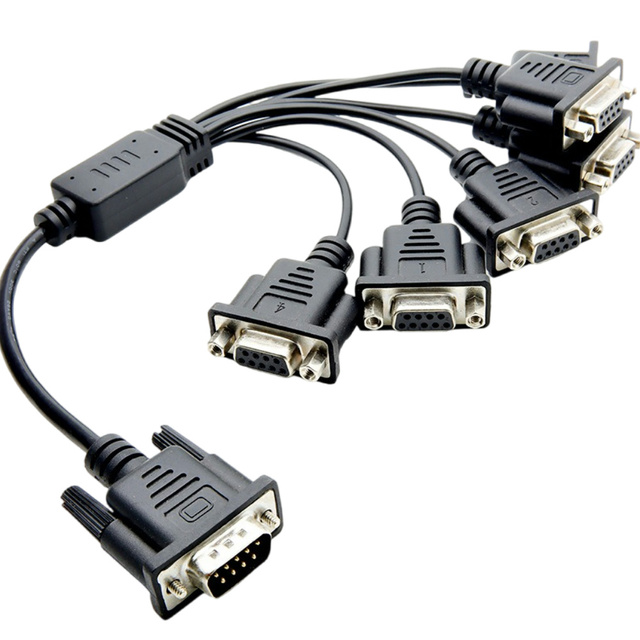 Factory Custom D-SUB RS232 Serial Cable DB9 Male to 5XDB9 Female Front Panel Mount D-Sub Connectors