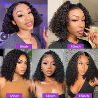 Wig Rambut Asli Manusia Water Wave 13x4 Lace Front Jerry Curly HD Lace Transparent Frontal untuk Wanita Kulit Hitam