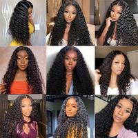 Wig Rambut Asli Vietnam Virgin Glueless Full Lace Front Transparan HD, Wig Keriting Kinky dan Burma