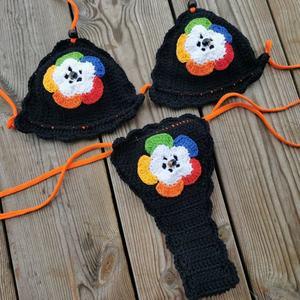 Ensemble bikini deux pièces personnalisé à col en V avec broderie 3D et crochet à la main, maillot de bain fitness et tenue de plage pour femme - Product Image 3