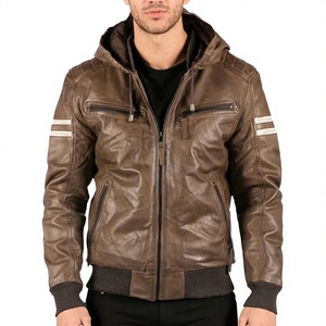 Chaqueta Bomber de Cuero Personalizada para Hombre, Cuello en V, Cierre de Cremallera, Exterior de Lana y Seda, Ropa Exterior Informal de Invierno, Suave y Transpirable, Servicio OEM - Product Image 2