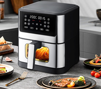 Friteuse à air électrique visuelle 6L 1500W avec écran tactile LED, 10 programmes prédéfinis, sans huile, pour la cuisine domestique