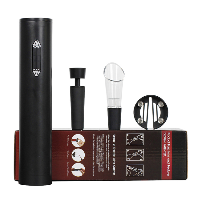New Ideas Smart Kitchen Accessories 4 in 1 Battery-Powered Electric Wine Opener with Foil Cutter,Wine Pourer,Wine Stopper