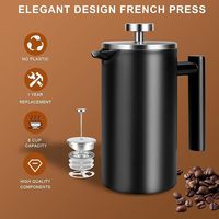 Cafetière à piston Coffee Gator, 1 litre, acier inoxydable 304, isolation à double paroi, filtration à 4 niveaux, récipient portable