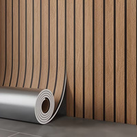 Panneau mural à lattes en tissu non tissé imperméable, motif floral européen - Bande cannelée facile à installer pour la décoration du salon