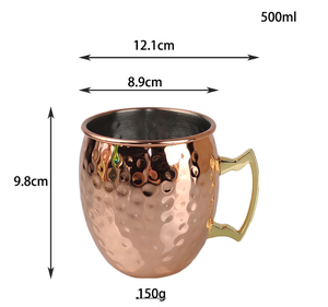 Nuovi Arrivi Tazze Creative per <span class=keywords><strong>Moscow</strong></span> Mule in Rame Martellato di Varie Dimensioni Bicchieri da Birra e da Vino di Lusso in Acciaio Inossidabile - Product Image 2