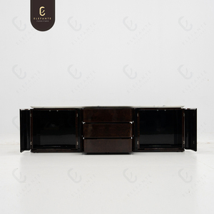 Meuble TV moderne et personnalisé de luxe Ensemble de support TV Table <span class=keywords><strong>en</strong></span> marbre Basses Mobilier de salon <span class=keywords><strong>Console</strong></span> TV <span class=keywords><strong>en</strong></span> <span class=keywords><strong>bois</strong></span> de noyer avec rangement - Product Image 5