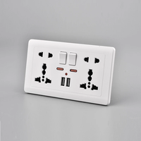 Prise murale USB noire universelle à 10 broches, multiprise avec prises britanniques et prises électriques