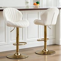 Ensemble de 2 tabourets de bar pivotants Golden Legs, tabourets de petit-déjeuner en velours, tabourets de comptoir de cuisine sans accoudoirs avec repose-pieds