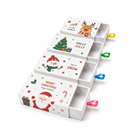 Boîte cadeau de Noël personnalisée avec tiroir, motif Père Noël, renne et bonhomme de neige, avec ruban, pour bonbons de Noël