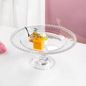 JINGYU classico <span class=keywords><strong>Vintage</strong></span> alto vetro piatto di frutta usa e getta cibo da Dessert con motivo a pianta quadrato supporto per la casa per il partito - Product Image 1