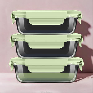 Bán buôn nóng bán nhiệt thực phẩm thủy tinh container Bento boxtableware cao Borosilicate bát thủy tinh đặt tươi giữ bát - Product Image 2