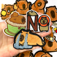 Dessin animé Capybara brodé Patch drôle Animal fer sur appliques ensemble pour vêtements sac chapeau jean bricolage décoration